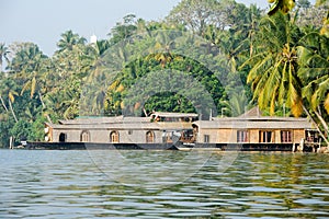 Traditional Indian houseboat near Kollam photo
