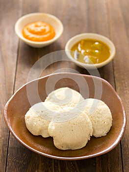 Traditional indian idli breakfast