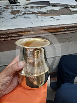 Traditional indian jug which is now rarely used ancient things made of bronze made