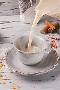 Traditional Indian masala tea. Spicy tea with aromatic spices and milk