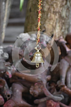 Traditional Indian metallic copper and brasa bell. photo