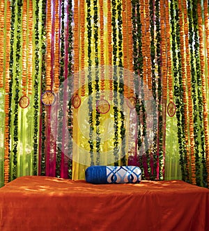 Traditional Indian outdoor wedding ceremony decoration