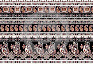 Traditional indian paisley motif border