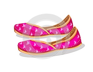 Traditional Indian punjabi  party wear ladies (shoes) jutti isolated on background.