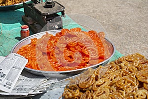 Traditional  Indian Sweet Colored Jalebi