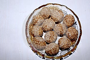 Traditional Indian sweet Sesame seeds bal, til ladoo