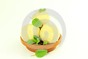 Traditional Indian sweets laddu or ladu in white background