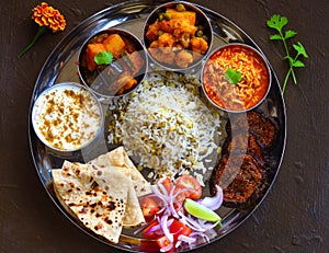 Traditional Indian Thali or Indian meal