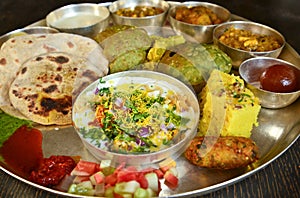 Traditional Indian vegeterian platter