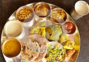 Traditional Indian vegeterian platter