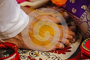 Traditional indian wedding ceremony : Groom wedding shoes