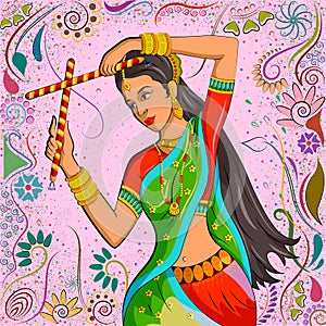 Traditional Indian woman in dancing pose