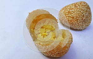 Traditional Indonesian cake is called onde onde. photo