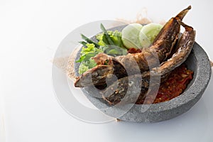 Traditional indonesian culinary food pecel lele