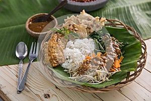 Traditional indonesian culinary. nasi pecel photo