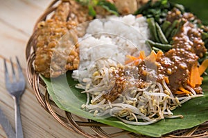 Traditional indonesian culinary. nasi pecel photo