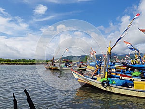 Traditional Indonesian fishing boat trasnportation