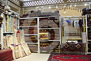 Traditional Iranian carpets shop in local village, Yazd, Iran