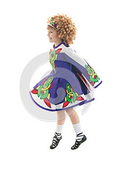 Traditional Irish dancer in midair