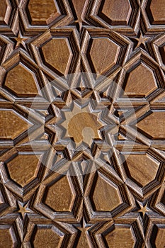 Traditional islamic marquetry geometric design. Turkish decorative carpentry