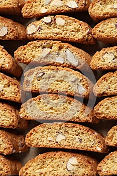 Traditional Italian almond biscuits Cantucci, closeup