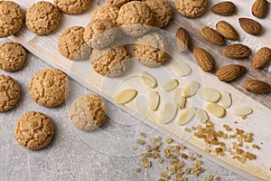 Traditional Italian amaretti biscuits. Crunchy almond cookies
