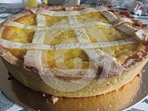 Traditional italian cake called Pastiera Napoletana photo