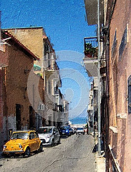 Traditional Italian Car In Street On Sicilia