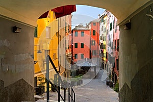 Traditional italian colorful houses at sunny day