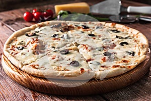 Traditional italian cuisine. Baked cheese pizza.