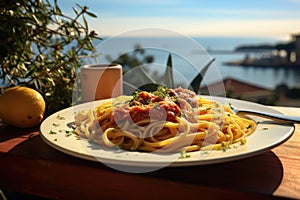 Traditional italian dish spaghetti carbonara