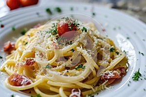 Traditional italian dish spaghetti carbonara