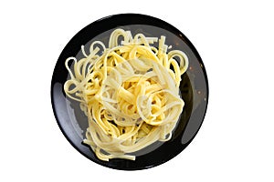 Traditional Italian food pasta, top view