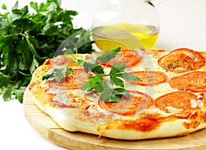 Traditional Italian food pizza with tomato sauce