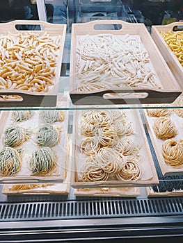 Traditional Italian fresh made colorful pasta