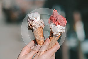 Traditional italian ice cream, Venize, Italy photo