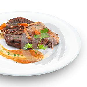 Traditional italian osso buco meat.