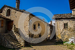 Traditional Italian rural houses in Val Aoste, Italy