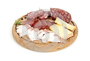 Traditional Italian salami and cheese antipasto