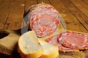 Traditional Italian salami and sandwich
