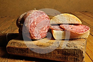 Traditional Italian salami and sandwich
