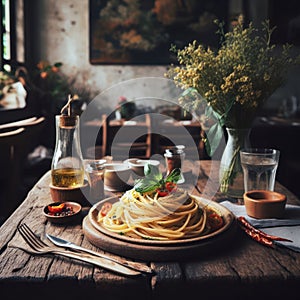 traditional italian spaghetti aglio e olio