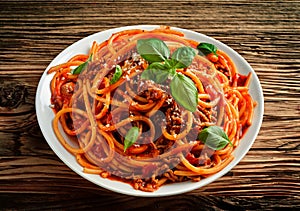 Traditional Italian spaghetti in tomato sauce