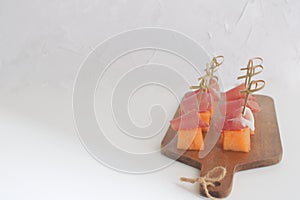 Traditional italian Spanish appetizer tapas White background copy space