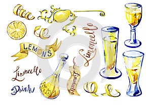 Traditional Italiann homemade lemon liqueur limoncello.