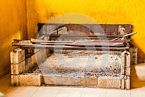 Traditional jamaican jerk chicken stand street food