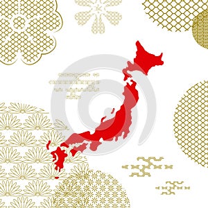 Traditional japan background with country map