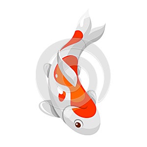 Traditional Japan carp coy fish vector flat illustration. Bright Asian koyo exotic culture symbol photo