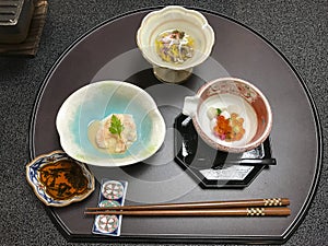 Traditional japanese dinner entrees ryokan Hakone