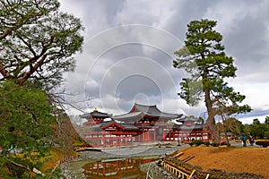 Traditional Japanese architecture in the Byodoin Complex at the city of Uji, Kyoto